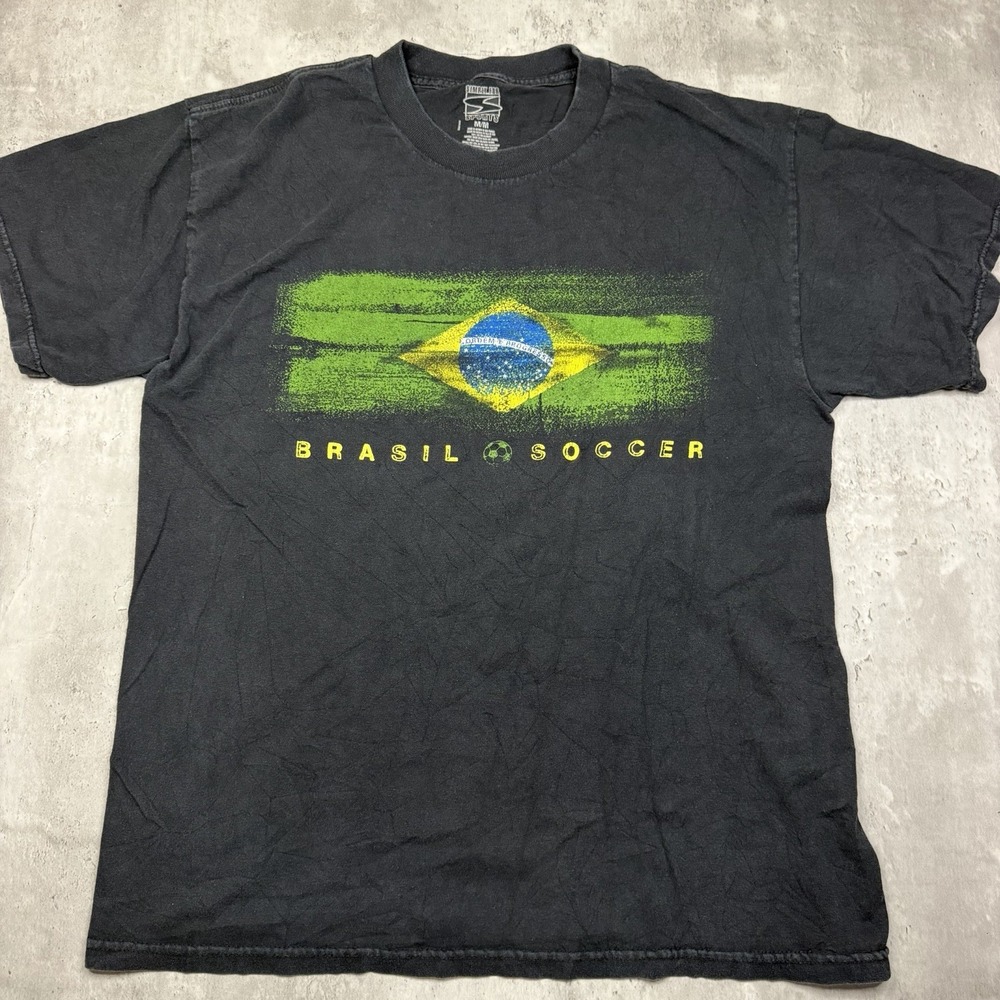 Brazil Soccer Shirt Mens M Black National Team Brasil Flag World Cup Futbol
